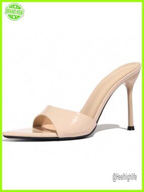 Pointed Toe Stiletto High Heel Mules Faux Leather Slingback Party Sandals